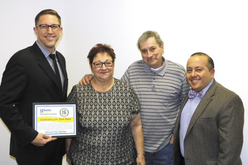 Celebrating Excellent Care are (l-r) Dr. Sean Ryan, Rita and John Noonan, and Dr. Carlos Neves. SUBMITTED PHOTO